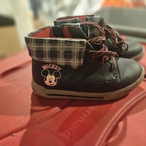 Disney Mickey Black and Red Plaid Kids Boots